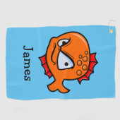 Grappige boze goudvis golfhanddoek (Horizontaal)