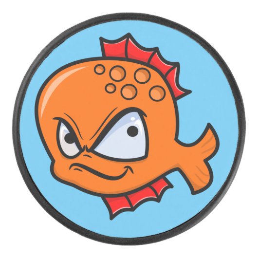 Grappige Boze Goudvis Hockey Puck (Voorkant)