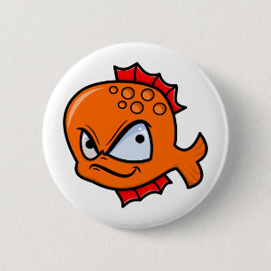 Grappige Boze Goudvis Ronde Button 5,7 Cm