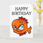 Grappige Boze Goudvis Verjaardag Kaart (Gele Bloem)