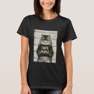Grappige Boze Kat Ik Haat Mensen Mugshot Humor Ont T-shirt