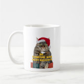 Grappige boze kat Kerstmis Koffiemok (Links)