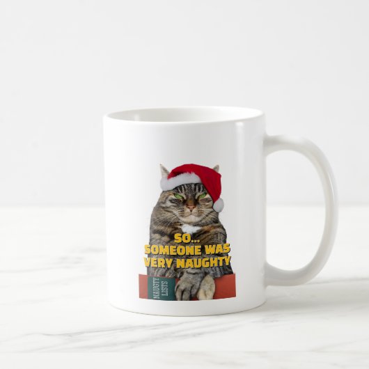 Grappige boze kat Kerstmis Koffiemok (Rechts)