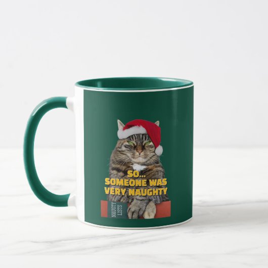 Grappige boze kat Kerstmis Mok (Links)