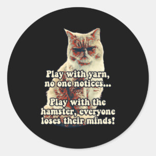 Grappige boze kat meme voor kat personen kat liefh ronde sticker
