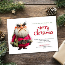 Grappige boze Kerstman bewerkbare feestelijke groe