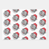 Grappige Boze Kerstman Hoed Kat Inpakpapier Vel (Voorkant)