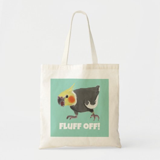 Grappige Boze Normale Grijze Koketiel Fluff Off Tote Bag (Voorkant)