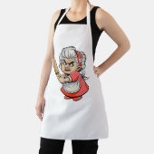 Grappige Boze Oude Dame met Rolpen Cartoon Kunst Schort (Insitu)