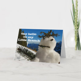 Grappige boze sneeuwmankaart kaart