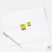Grappige Boze Spons Cartoon Sticker - Chagrijnige  (Envelop)
