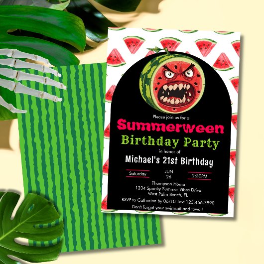 Grappige Boze Watermeloen Summerween Verjaardagsfe Kaart