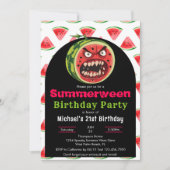 Grappige Boze Watermeloen Summerween Verjaardagsfe Kaart (Voorkant)