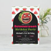 Grappige Boze Watermeloen Summerween Verjaardagsfe Kaart (Staand voorkant)