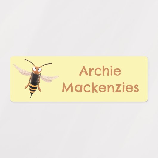 Grappige boze wesp cartoon gepersonaliseerd labels (Design 2)