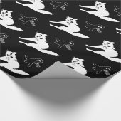 Grappige boze witte kat en spookachtige geest plez cadeaupapier (Hoek)