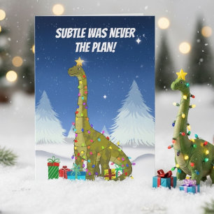 Grappige Brachiosaurus Kerstboom Dinosaurus Kaart