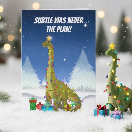Grappige Brachiosaurus Kerstboom Dinosaurus Kaart