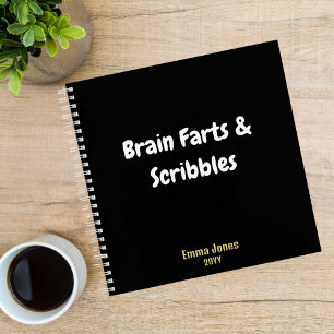 Grappige “Brain Farts & Scribbles” Zwarte Monogram Notitieboek