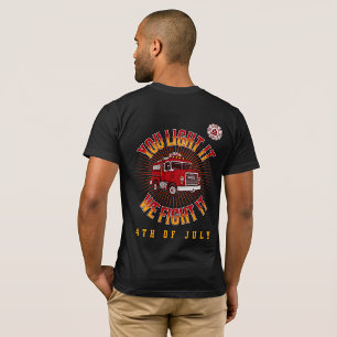 Grappige brandweerman 4 juli t-shirt
