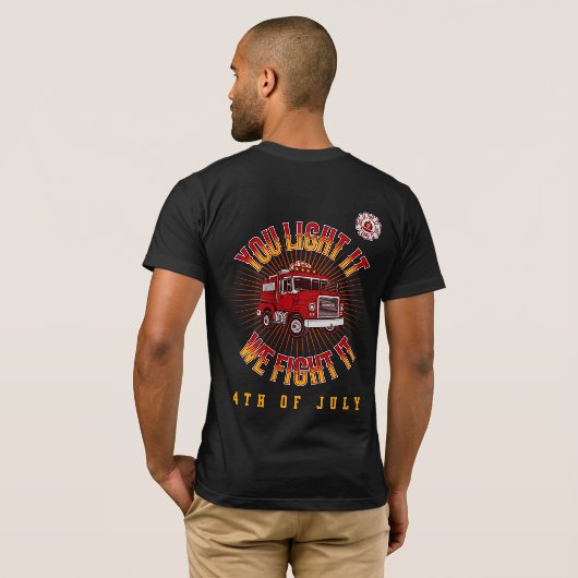 Grappige brandweerman 4 juli t-shirt