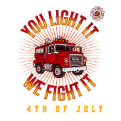 Grappige brandweerman 4 juli t-shirt