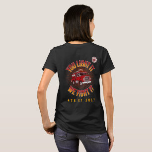 Grappige brandweerman 4 juli t-shirt