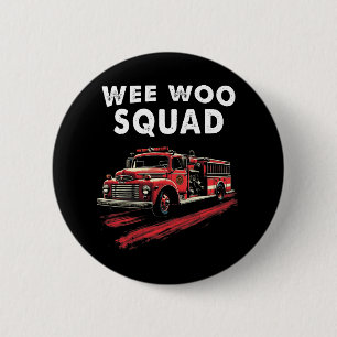 Grappige brandweerman Art Fire Truck brandweerman Ronde Button 5,7 Cm