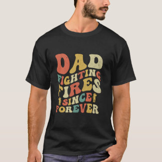 Grappige brandweerman Dad Retro Fire T T-shirt