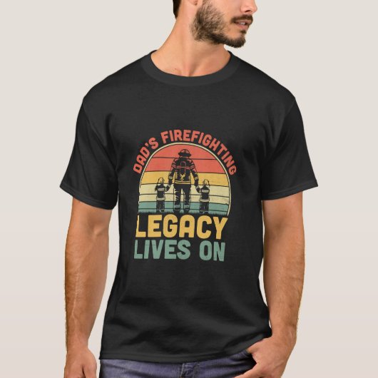 Grappige brandweerman Dad Retro Fire T T-shirt (Voorkant)