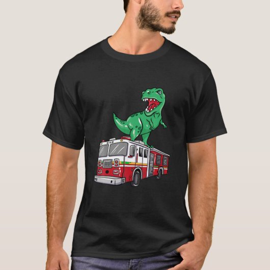Grappige Brandweerman Dinosaur Lover op Brandweerw T-shirt (Voorkant)
