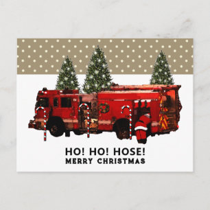 Grappige brandweerman kerst vakantie kerstkaart briefkaart