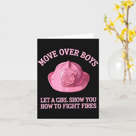 Grappige brandweerman kunst voor vrouwen meisjes b kaart (Gele Bloem)