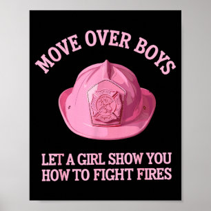 Grappige brandweerman kunst voor vrouwen meisjes b poster