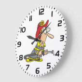 Grappige brandweerman met slang Emergency Responde Grote Klok (Hoek)