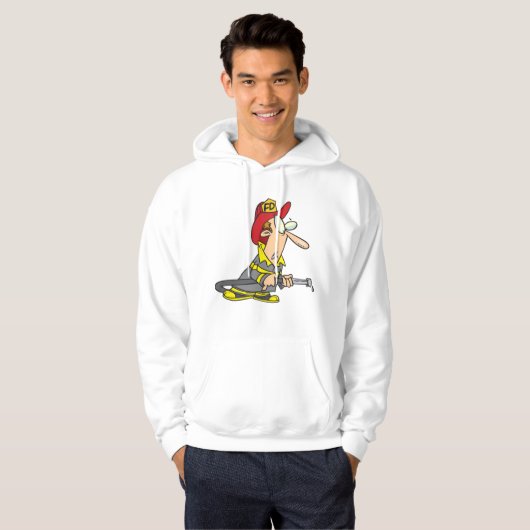 Grappige brandweerman met slang Emergency Responde Hoodie (Voorkant volledig)