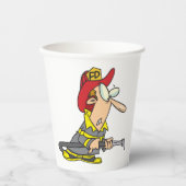 Grappige brandweerman met slang Emergency Responde Papieren Bekers (Voorkant)
