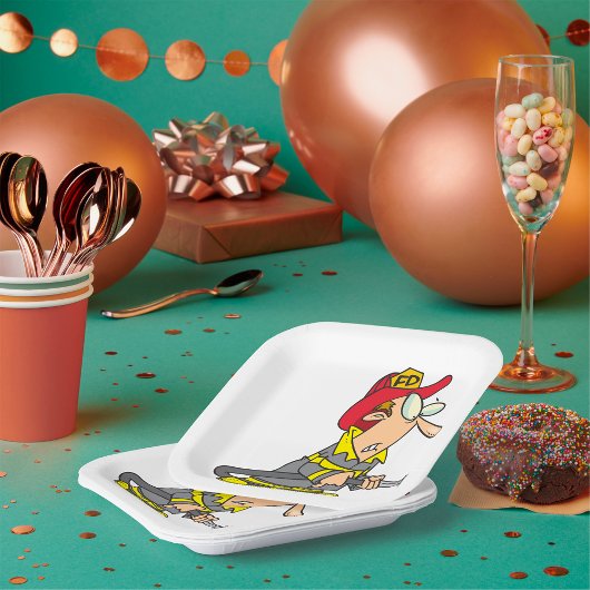 Grappige brandweerman met slang Emergency Responde Papieren Bordje