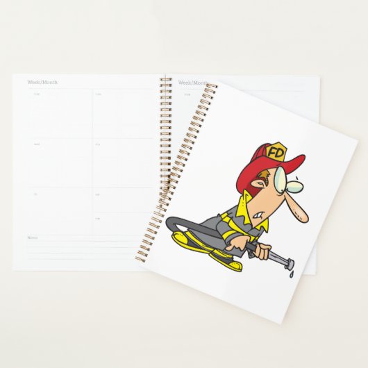 Grappige brandweerman met slang Emergency Responde Planner (Display)