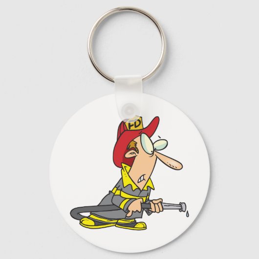 Grappige brandweerman met slang Emergency Responde Sleutelhanger (Achterkant)