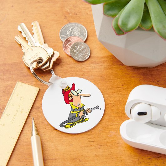 Grappige brandweerman met slang Emergency Responde Sleutelhanger