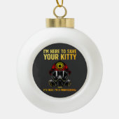 Grappige brandweerman voor brandweerman keramische bal ornament (Voorkant)