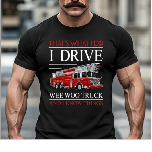 Grappige brandweerman Wee Woo vrachtwagenchauffeur T-shirt
