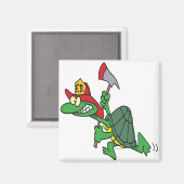 grappige brandweerschildpad-cartoon magneet (Voorkant / Achterkant)