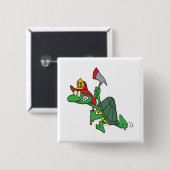 grappige brandweerschildpad-cartoon vierkante button 5,1 cm (Voorkant /achterkant)
