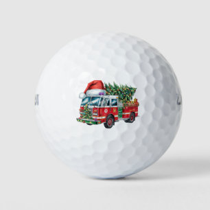 Grappige brandweerwagen Kerstman hoed Kerstboom Li Golfballen