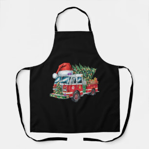 Grappige brandweerwagen Kerstman hoed Kerstboom Li Schort