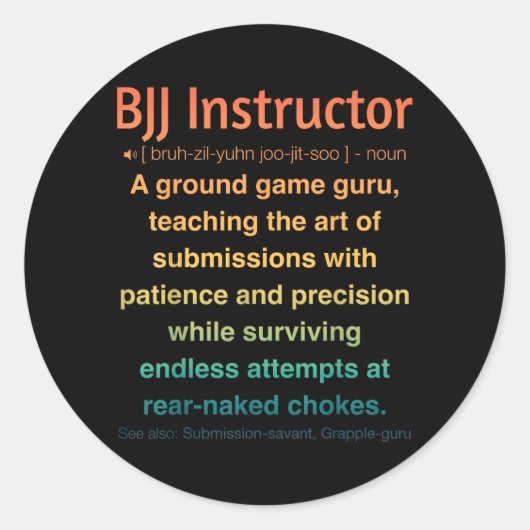 Grappige Braziliaanse Jiu-Jitsu Ronde Sticker (Voorkant)
