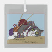 Grappige Breiende Kat In De War Met Garens Hobby H Glas Ornament (Voorkant)