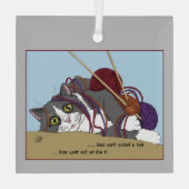 Grappige Breiende Kat In De War Met Garens Hobby H Glas Ornament (Achterkant)